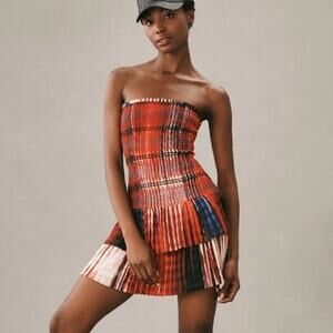 Anthropologie Plenty by Tracy Reese Plaid Mini Strapless Plaid Dress, XL NWT